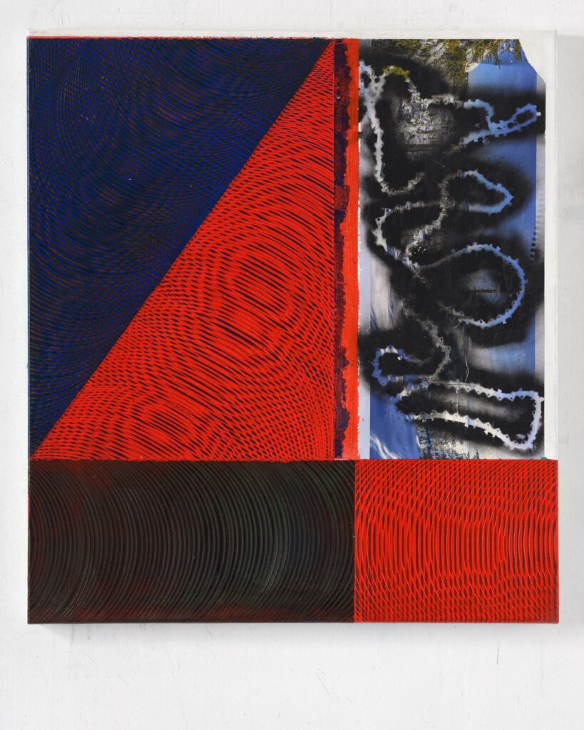 Seasons in Flux _Sound Territory series, 2024 casein tempera, oil, collage on canvas, 90x80 cm