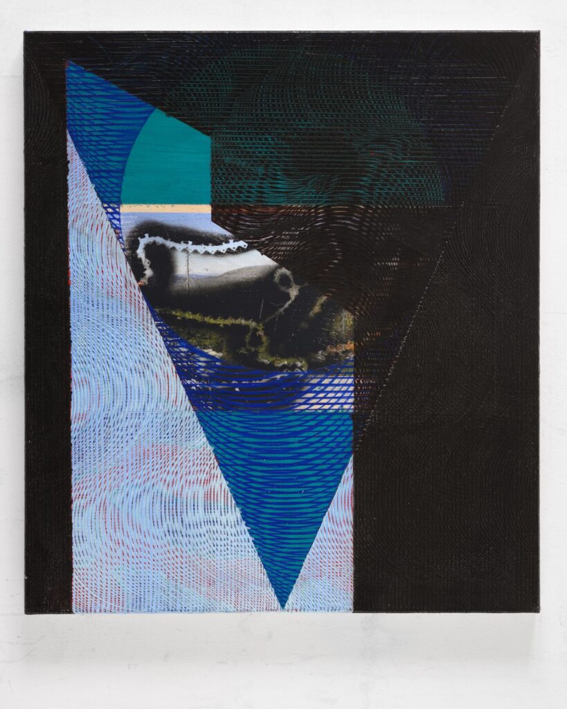 Seasons in Flux _Sound Territory series, 2024 casein tempera, oil, collage on canvas, 90x80 cm